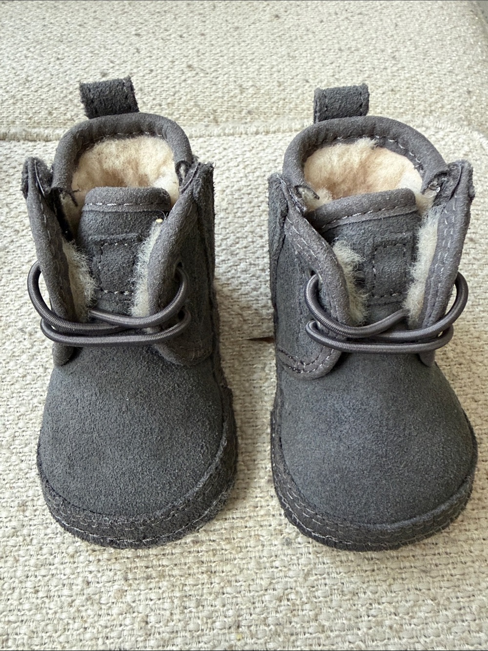 UGG Kids Gray Suede Shearling-Lined Winter Boots
